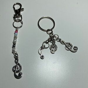 Handmade Silver Musical Charm Keychain Set, Purse Bag Charm 🎶🎵
